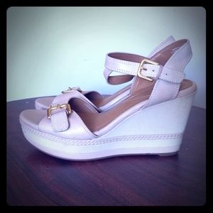 Cream/Tan Clarks Wedge Sandals